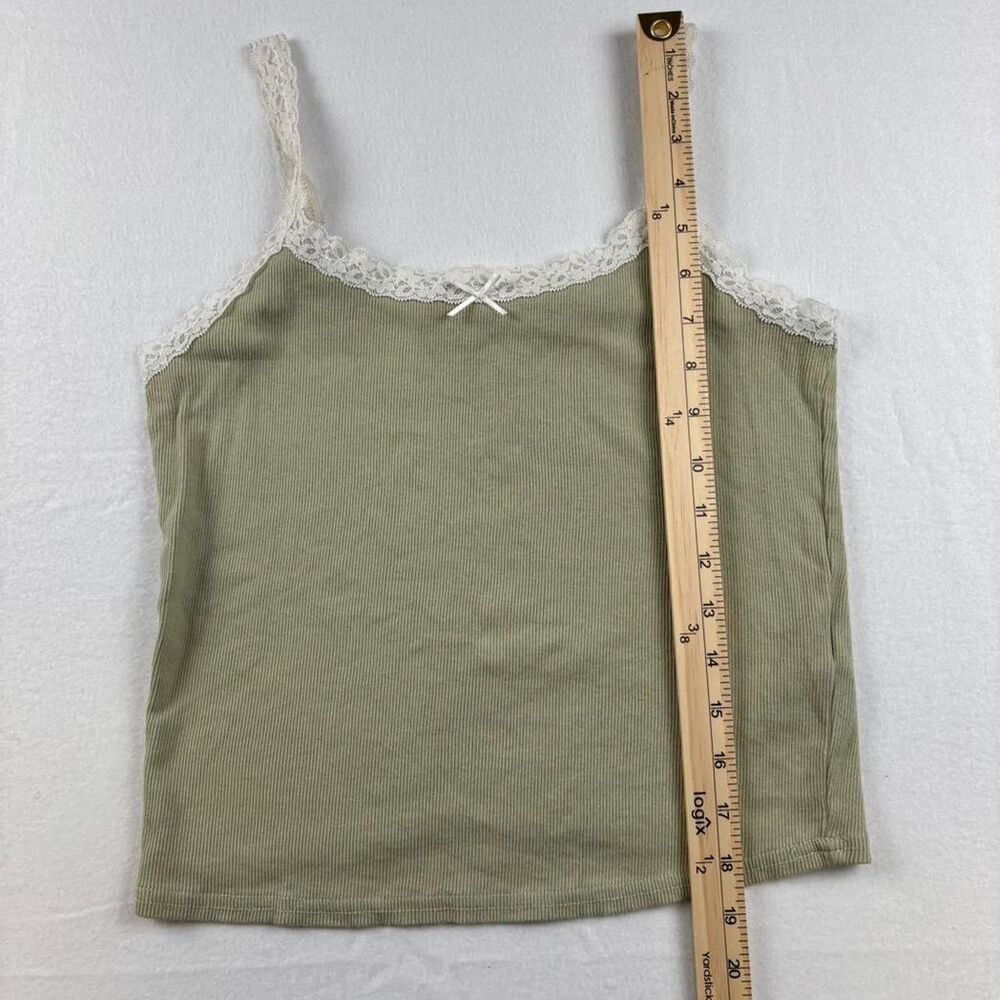 Hollister Women's Sage Green Lace Trim Tank Top | Size Large - Picture 4 of 5